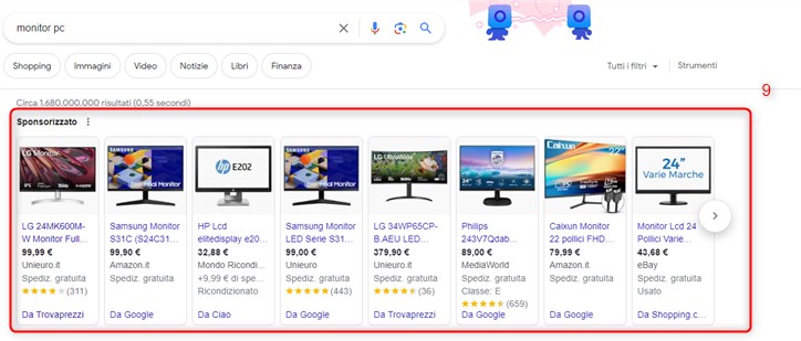 Cosa è la SERP? Significato, composizione e funzionamento 11 Google Shopping 1
