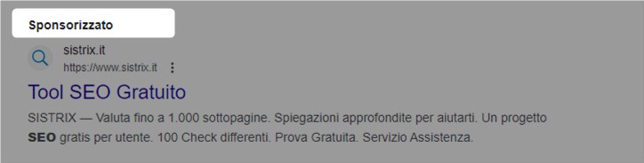 Cosa è la SERP? Significato, composizione e funzionamento 17 disclaimer annuncio in serp