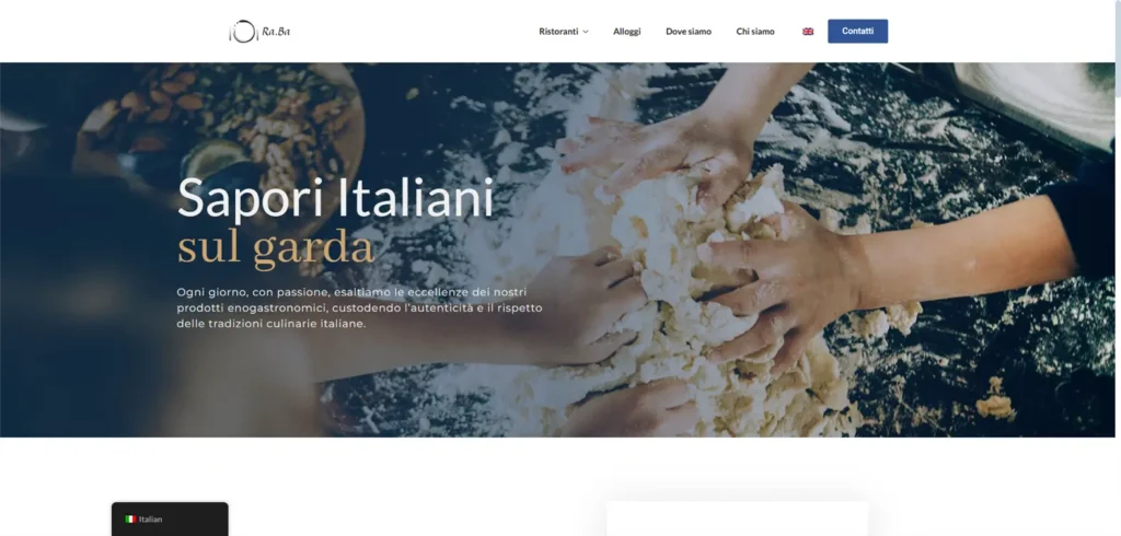 Hero banner relativo al progetto rifacimento sito ristorante raba ristorazione