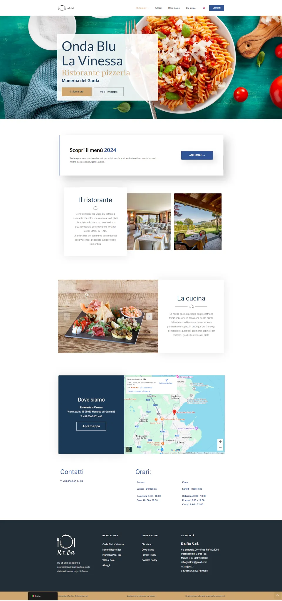 Pagina ristorante Vinessa Ra.Ba Ristorazione