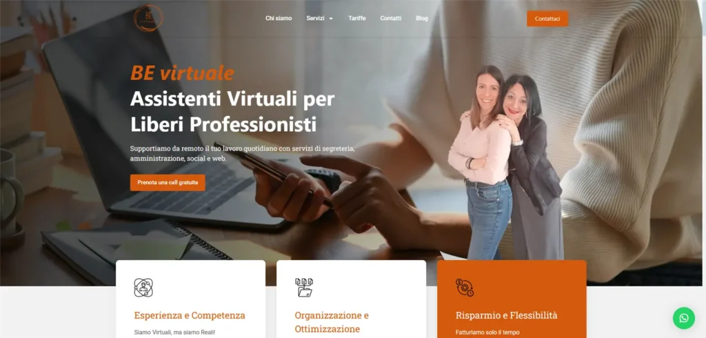 Screenshot della sezione hero del sito di bevirtuale.com realizzato da stefano roversi