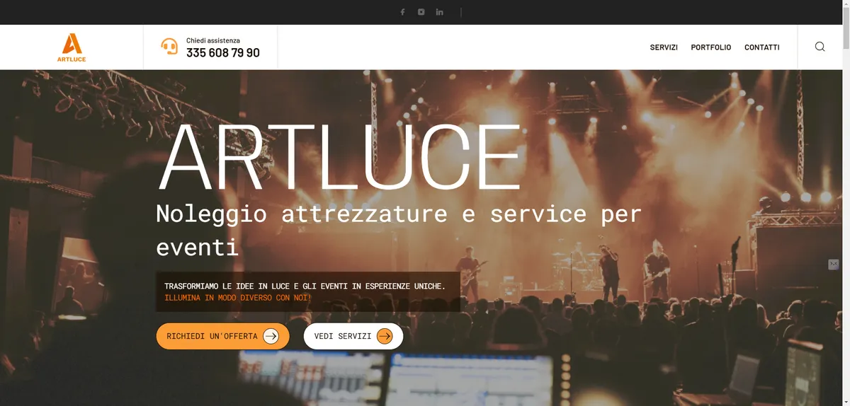sito aziendale artluce service hero screen