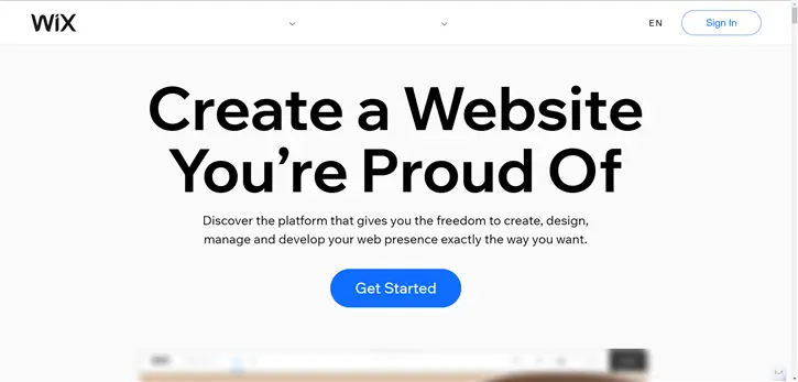 Homepage di wix uno dei primo web builder no code